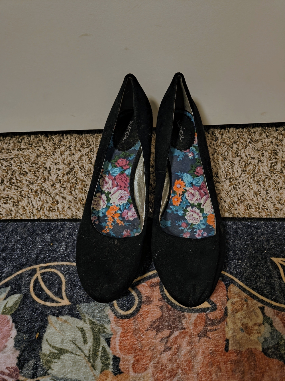 Xappeal Black Women's Heels with Floral Insole